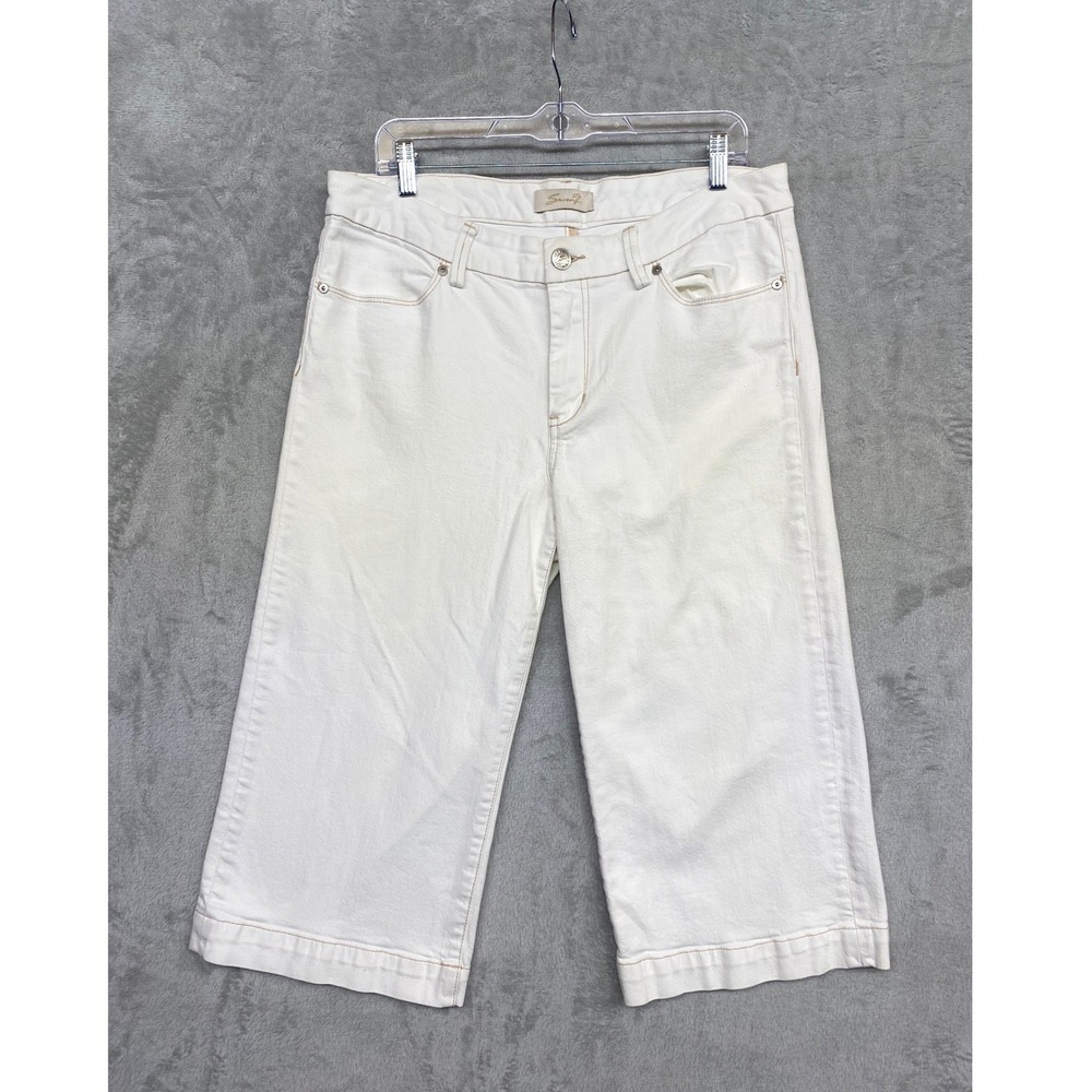 Seven7 Capris White Denim Womens 14 (35x19) High-Rise Cropped Jeans Stretch